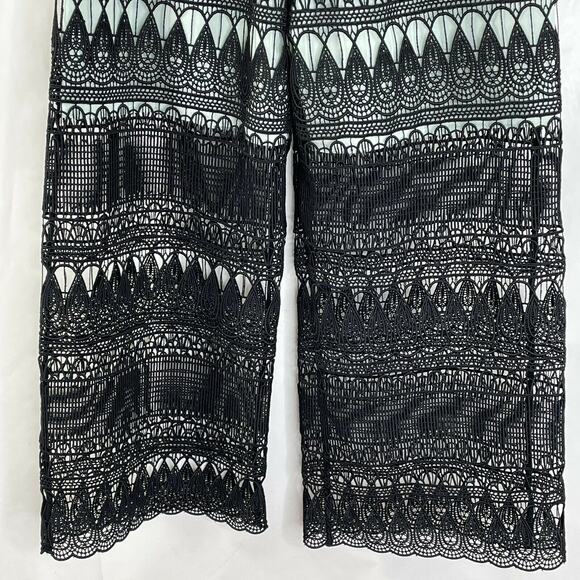 Self Portrait Black Mint Sheer Guipure Lace Culottes Pants NWT Size US 4 - Picture 6 of 12